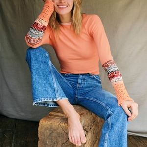 Free People In the Mix Jacquard cuff top